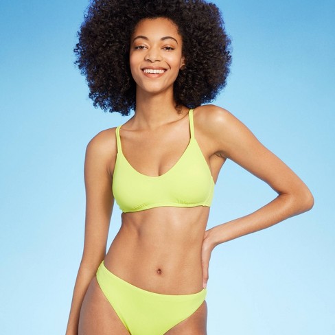 Women's V-Neck Scoop Bralette Bikini Top - Shade & Shore™ Yellow L