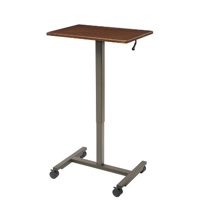 24.4" Airlift Spring Height Adjustable Sit-Stand Mobile Laptop Computer Desk Cart Walnut/Satin Bronze - Seville Classics