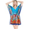 HAPPY BAY Women's Beachwear Summer Swim Beach Dress Cover Ups for Swimwear Women Plus Size Flowy Swimsuit Coverups for Women 3X-4X Blue Leaf - 2 of 4