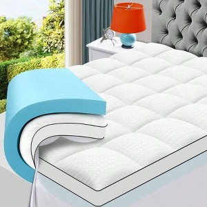 King Size Dual Layer 4 Inch Foam Mattress Topper, 2 Inch Gel Cooling Pillow Top , Medium Support - 1 of 4