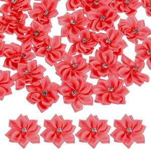 Unique Bargains Artificial Satin Durable Flexible Decorative Mini Ribbon Flowers with Rhinestones 1.2 Inch 100 Pcs - 1 of 4