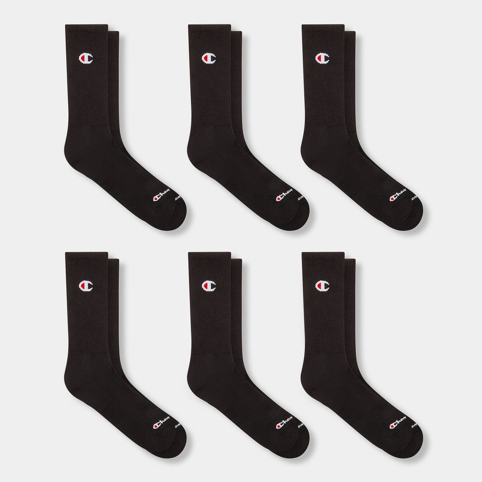 Champion Iconic Essentials Men's 6pk Cushion Crew Socks - 6-12