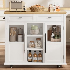 Kitchen Island On Wheels, Rolling Kitchen Island Cart with Drop Leaf Countertop - 1 of 4
