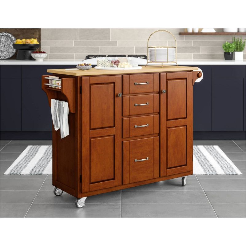 Create - A - Cart Kitchen Cart with Natural Top Cherry - Homestyles, 3 of 14