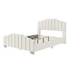 Okak Queen Platform Bed Frame Velvet Upholstered Minimalist Bed with Vertical Channel Tufted Headboard Noise-Free No Springs Required, Beige - 4 of 4