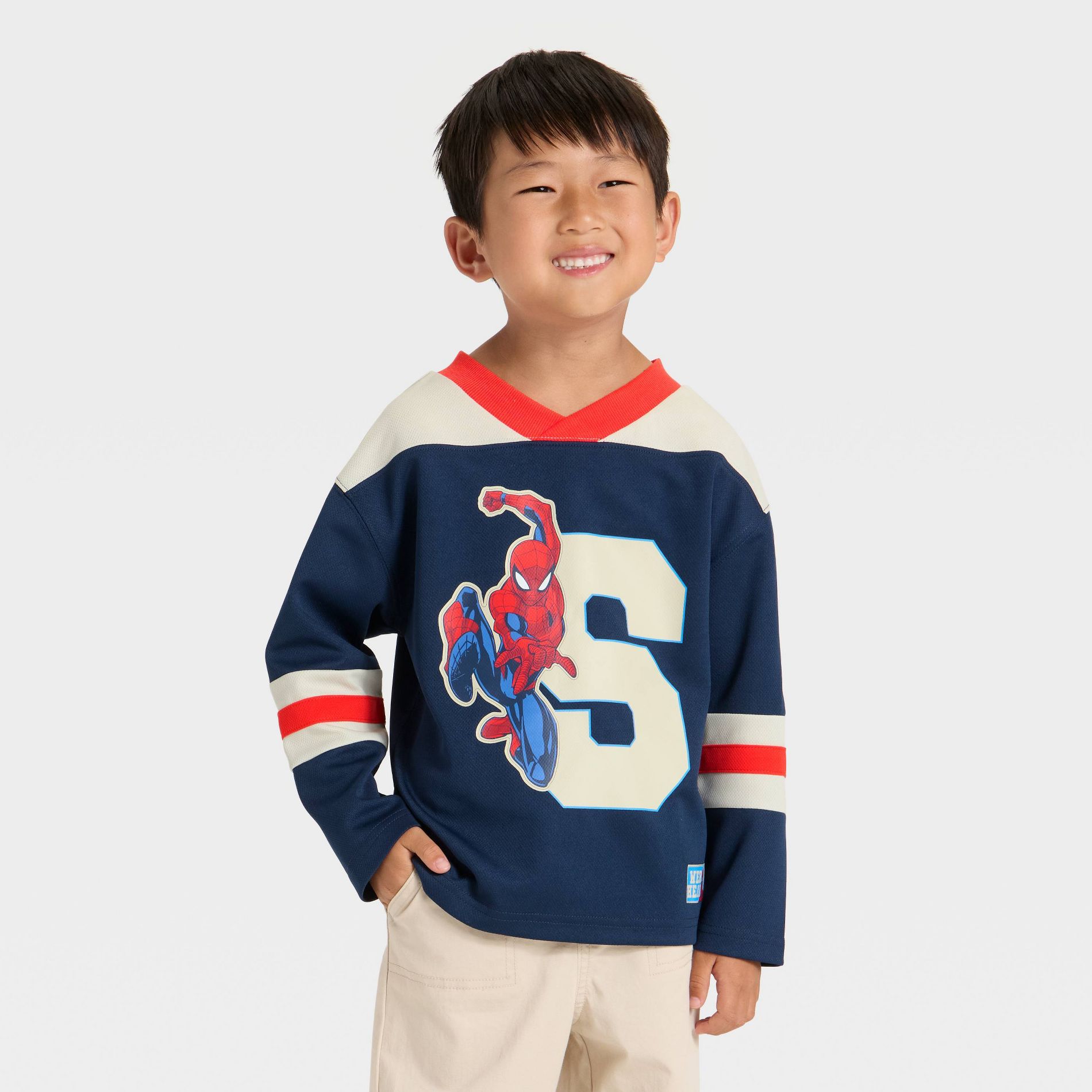 Toddler Boys' Marvel Spider-Man Hockey Jersey - Navy Blue 5T