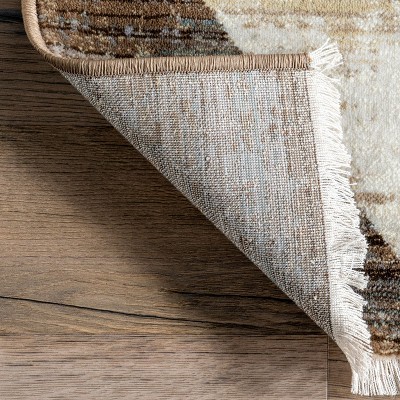 Meline Beige and Brown Checkered Rectangular Area Rug