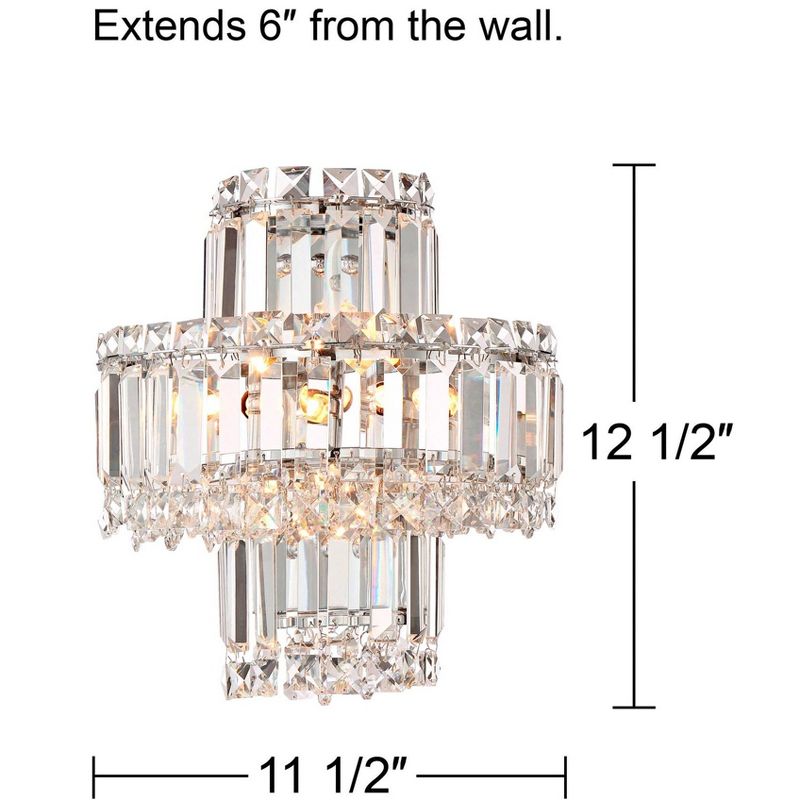 Vienna Full Spectrum Magnificence Modern Wall Light Sconces Set of 2 Chrome Hardwire 11 1/2" 4-Light LED Fixture Clear Crystal for Bedroom Bathroom, 4 of 10