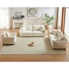 Modern 3-Seater + 3-Seater + 1-Seater Linen Fabric Sofa Set with Wooden Frame and 5 Pillows - 3 of 4