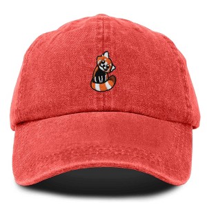 Dalix Red Panda Embroidered Cotton Dad Hat Cute Animal Adjustable Baseball Cap for Outdoor Style Womens - 1 of 4