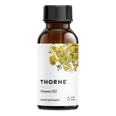 Thorne Vitamin K2 Liquid (1 mg per drop) - Concentrated Vitamin K2 Supplement for Heart and Bone Support - 1 Fl Oz