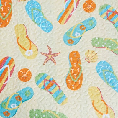 Sunny Splash Full Microfiber Reversible Quilt Set in Blue and Yellow