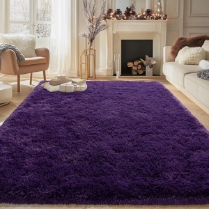 LOVEVOOK Large Area Rugs for Living Room Bedroom, 10x14 Feet Black Fluffy Shag Rugs, Modern Indoor Floor Carpet for Home Decor Aesthetic - 1 of 4