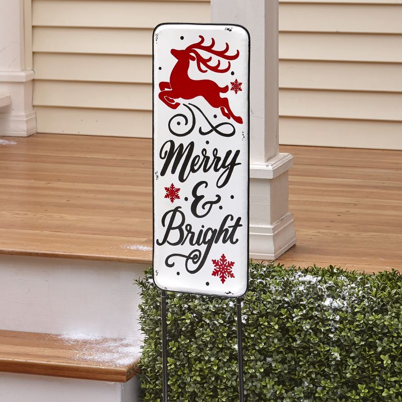 The Lakeside Collection Merry and Bright Decorative Enamelware Holiday Garden Stake for Outdoors, 2 of 5