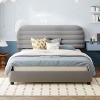 Streamdale Queen Size Velvet Upholstered Platform Bed,Solid Frame and Stylish Curve-shaped Design, Gray - 2 of 4