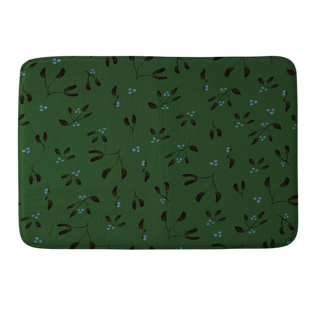 Photos - Bath Mat Camilla Foss Midnight Mistletoe Memory Foam Bath Rug Green - Deny Designs: Abstract Modern Plush Rectangle 1'9"x2'10"