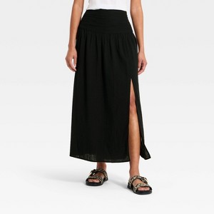 Women's Side Slit Maxi A-Line Skirt - Universal Thread™ Black 8