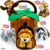 Baby Plush Talking Stuffed Animals Jungle 6 Pcs Set with Carrier for Kids Includes Jungle house, Elephant, Tiger, Lion, Zebra, and Monkey - Play22usa - 2 of 4