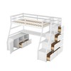 TIRAMISUBEST Twin/Full Size Loft Bed with 7 Storage Drawers and Bulit-in Desk, Wooden Loft Bedframe with Storage Shelves and Guardrail - 3 of 4