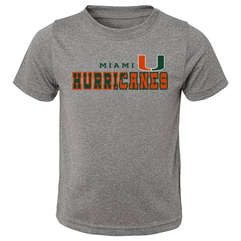 NCAA Miami Hurricanes Boys&#39; Heather Gray Poly T-Shirt, 1 of 2