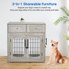 COZONY Wooden Dog Crate Furniture with 2 Drawers & 3 Doors, Removable Cushion, Decorative End Table Pet Cage for Small to Large Dogs - 4 of 4