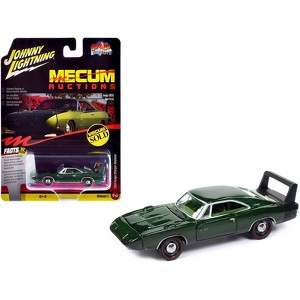 1969 Dodge Charger Daytona Dark Green Met w/Green Interior "Mecum Auctions" 1/64 Diecast Model Car by Johnny Lightning - 1 of 3
