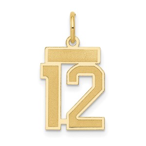 Black Bow Jewelry 14k Yellow Gold, Jersey Collection, Small Number 12 Pendant - 1 of 4