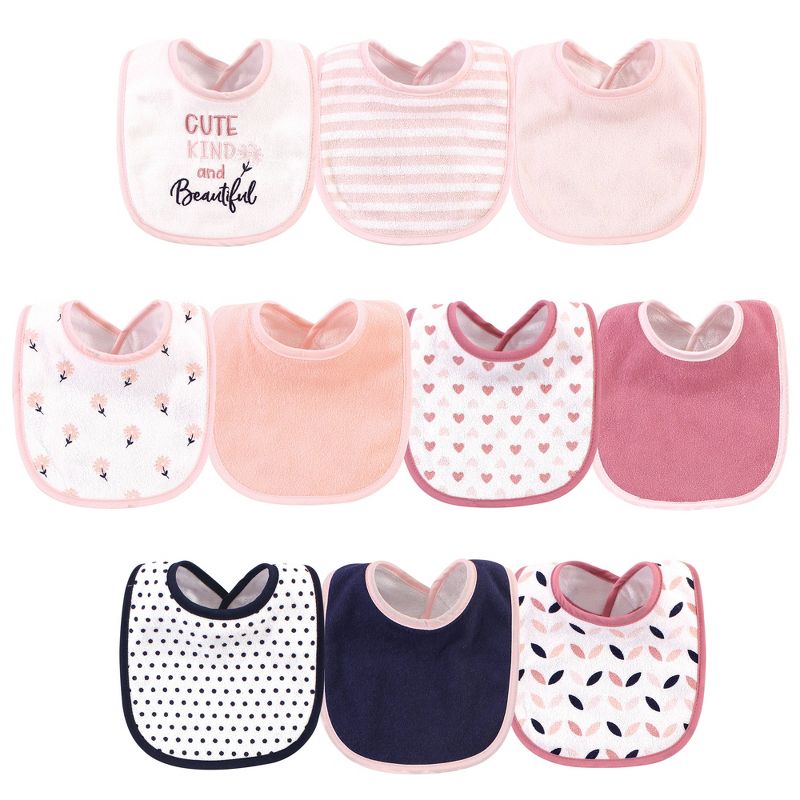 Hudson Baby Infant Girl Cotton and Polyester Bibs 10pk, Cute, Kind And Beautiful, One Size, 1 of 13