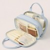 Anna-Kaci Travel Makeup and Toiletry Bag with Dual Compartments and Carry Handle - Light Blue - 2 of 4