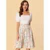 INSPIRE CHIC Women's Ruffle Hem Elastic Waist Flowy A-Line Swing Floral Midi Skirt - 2 of 4