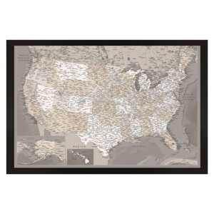 Home Magnetics Standard US Map - Taupe Tones - 1 of 3