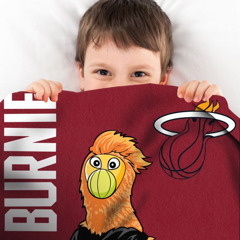 Sleep Squad Miami Heat Burnie Mascot 60 x 80 Raschel Plush Blanket, 4 of 7