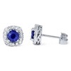 Pompeii3 1 5/8ct Pave Halo Sapphire Diamond Studs 14K White Gold - 2 of 4