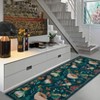 Coolmee Washable Large Rug for Bedroom Non Slip, Soft Boho Vintage Flower Birds Distressed Throw Carpet for Dinning Room Playroom, Black - 3 of 4