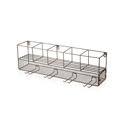 Black Wall Mounted Wire Wine Shelf with Cork Cage