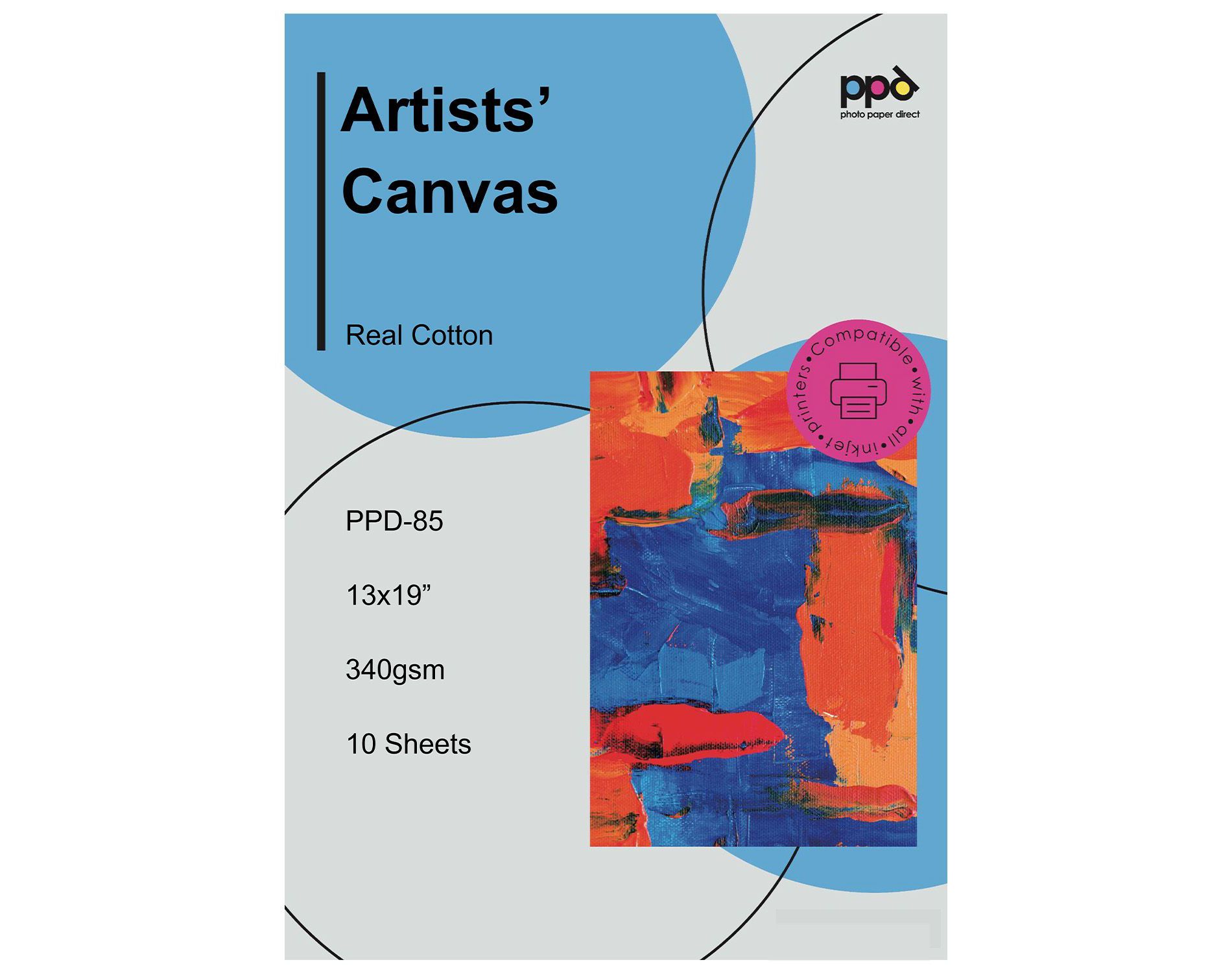 PPD Matte Printable Cotton Canvas 13x19" 10 sheets 340 gsm for Inkjet Printers