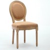 Set of 2 Beige French Style Solid Wood Frame Antique Painting Linen Fabric Back Dining Chair - 2 of 2