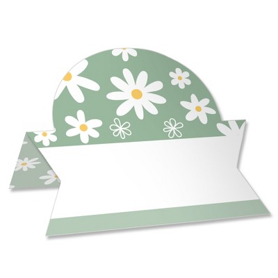 Big Dot of Happiness Sage Green Daisy Flowers - Floral Party Tent Buffet Card - Table Setting Name Place Cards - Set of 24