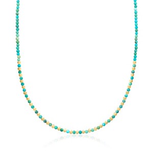 Ross-Simons 3-3.5mm Turquoise and 10kt Yellow Gold Bead Necklace - 1 of 3
