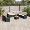 vidaXL 10 Piece Patio Sofa Set with Cushions Black and Cream Poly Rattan - 2 of 4