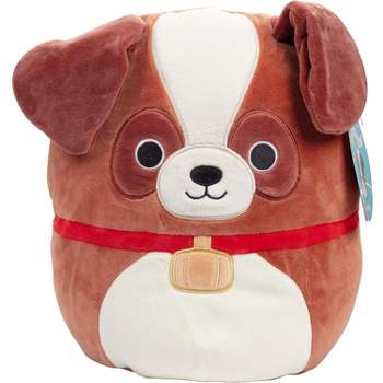 Squishmallows 10" Sassafras The St. Bernard with Neck Barrel - Official Kellytoy Plush - Soft and Squishy Dog Stuffed Animal Toy - Great Gift for Kids