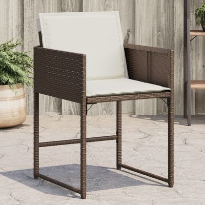 vidaXL Patio Chairs with Cushions 4 pcs Brown Poly Rattan