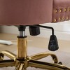 GlasFlength Task and Office Chairs Modern Velvet Swivel Chair with Gold Base and Tufted Back for Home Office, Pink, 24.8"*19.4"*38.6" - 3 of 4