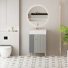 Bencmate Bathroom Storage Cabinets, Open-shelving Bathroom Vanity with Ceramic Sink and Soft-Closing Door, Cloakroom Open Shelf Storage Cabinet on the - 2 of 4