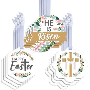 Big Dot of Happiness Religious Easter - Assorted Hanging Christian Holiday Party Favor Tags - Gift Tag Toppers - Set of 12 - 1 of 4