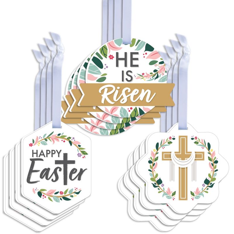 Big Dot of Happiness Religious Easter - Assorted Hanging Christian Holiday Party Favor Tags - Gift Tag Toppers - Set of 12, 1 of 9