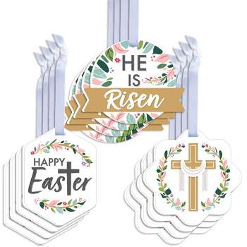 Big Dot of Happiness Religious Easter - Assorted Hanging Christian Holiday Party Favor Tags - Gift Tag Toppers - Set of 12