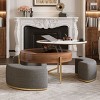 Lift-Top Round Coffee Table with Storage,Sintered Stone Top & 3 Nesting Ottomans,Space-Saving Design for Living Room–The Pop Home - 3 of 4