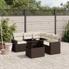 vidaXL 6 Piece Patio Sofa Set with Cushions Brown and Cream Poly Rattan - 2 of 4