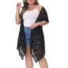 Agnes Orinda Women's Plus Size Lace Crochet Short Sleeves Sheer Open Front Trendy Cardigan - 2 of 4